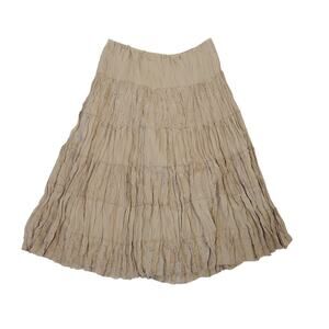 Vintage Y2K Allison Taylor Tan Eyelet Tiered Midi Peasant Skirt L